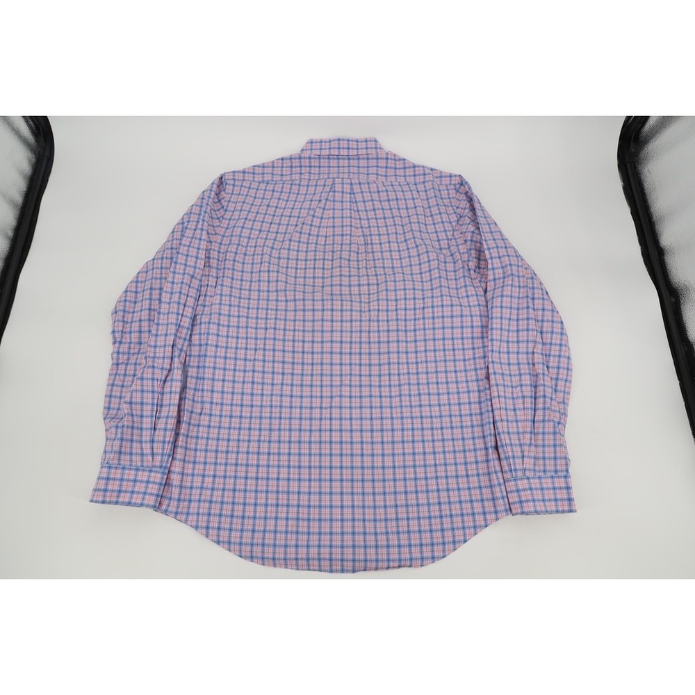 Ralph Lauren Button Down Shirt Mens Large Slim Fit Pink Blue Plaid Long Sleeve - Picture 6 of 12